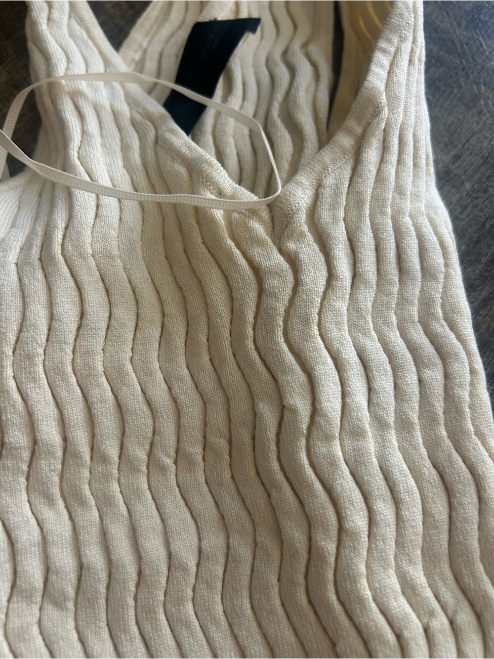 Zara Cream Ribbed V-Neck Sweater Tank